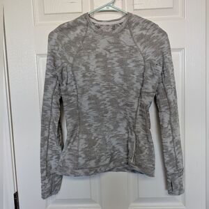 Lululemon Shirt Womens 4 Its Rulu Run Long Sleeve Fleece Gray White Camo Pocket